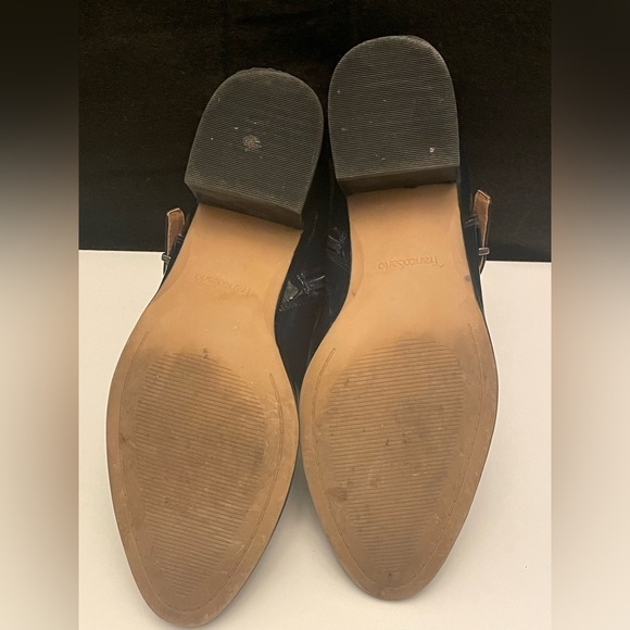 FRANCO SARTO BLACK RAINA, PATENT LEATHER, BLOCK HEEL BOOTIES SIZE 9.5 W - Picture 7 of 11